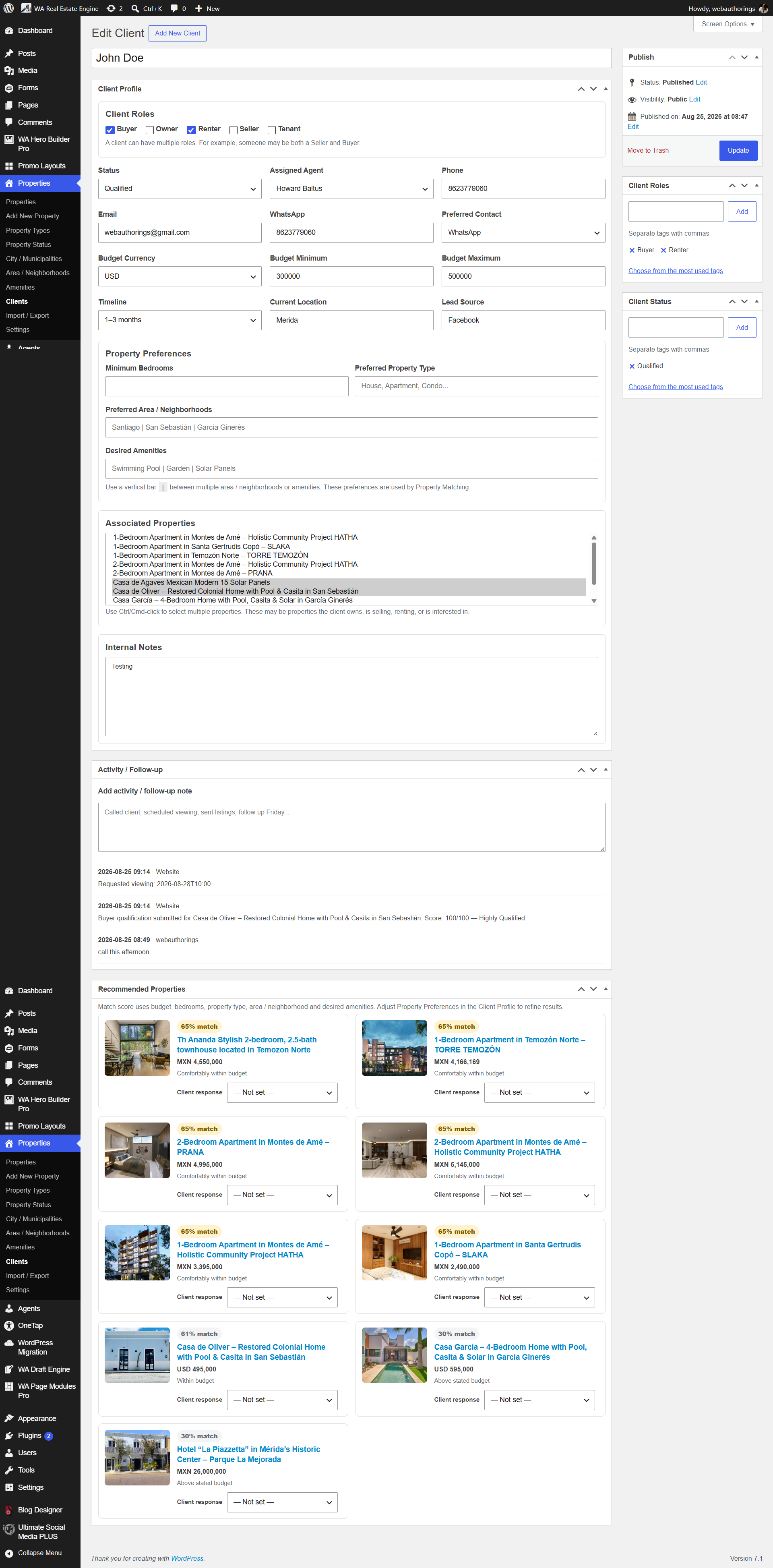 WAREE real estate CRM and client management dashboard